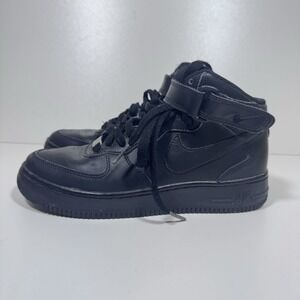 Nike Air Force 1 Mid Triple Black 314195-004 Youth 5.5 Women's 7 EU 38 Athletic